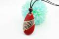 有田焼両面皮紐ペンダント(フリー) 大  流星レッド