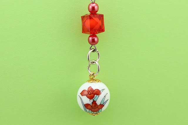 有田焼ビーズストラップ　アヤメ