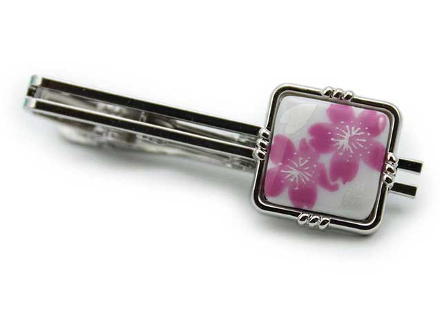 有田焼タイピン 桜 角型