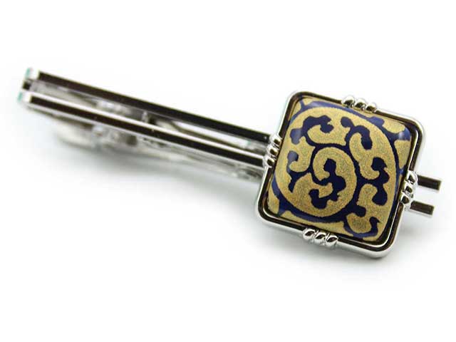 有田焼タイピン るり金唐草 角型