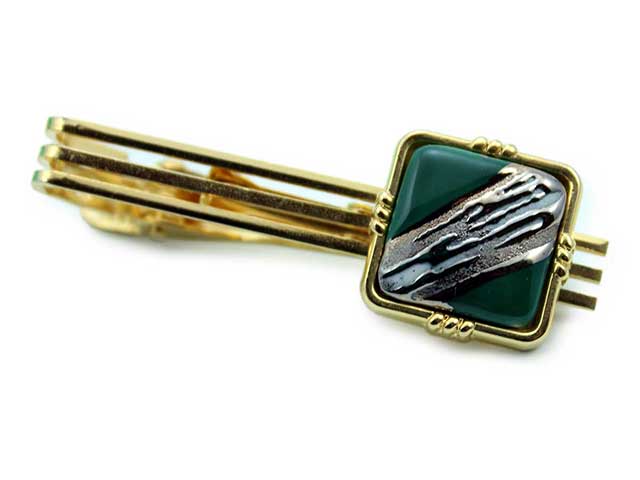 有田焼タイピン 流星グリーン 角型