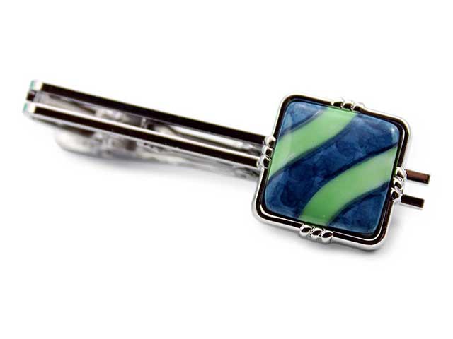 有田焼タイピン 染錦グリーンライン 角型