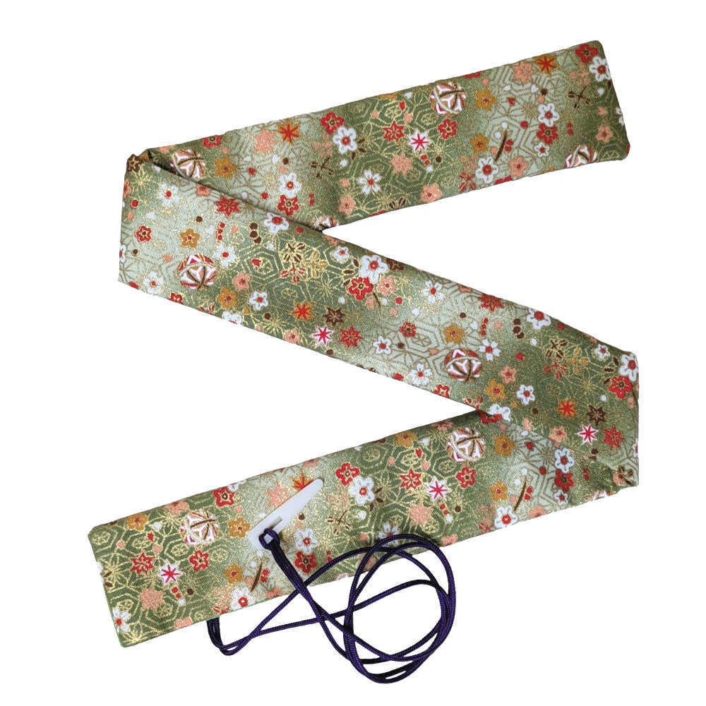 篠笛袋・横笛袋・笛袋 「千代紙」うぐいす色 笛袋 綿100% 幅約45mmＸ長さ約600mm 篠笛適合 五本調子・六本調子・七本調子・八本調子