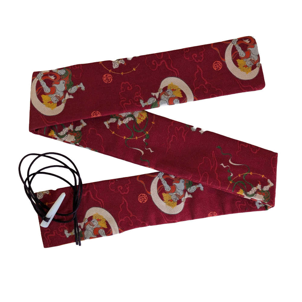 篠笛袋・横笛袋・笛袋 「風神雷神・赤」金襴 笛袋 綿100% 幅約55mmX長