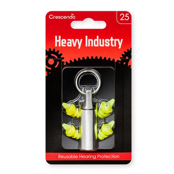 【プロ仕様】Crescendo Heavy Industry 25 聴覚保護イヤープラグ | 建設・工場・工事現場の騒音対策に | 会話も聞こえる高機能耳栓