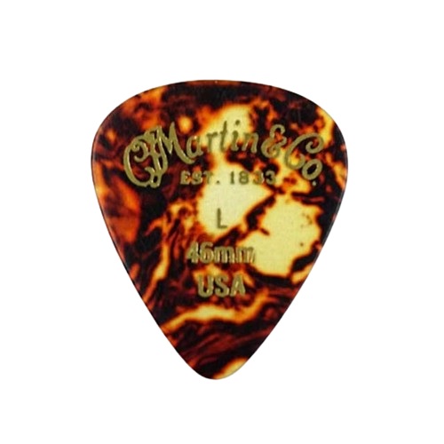 1枚バラ売り Martin ピック ティアドロップ L（ライト Thin) ギターピック 0.46mm べっ甲柄ピック