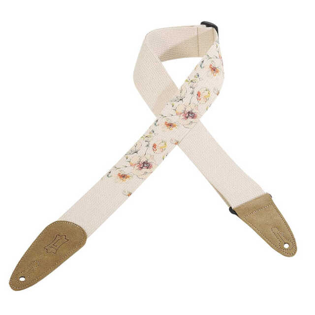 LEVY'S  ( レヴィース )  ギターストラップ 花柄  MC8U-005 コットン製 両端エンド：レザー　幅：約5.1cm