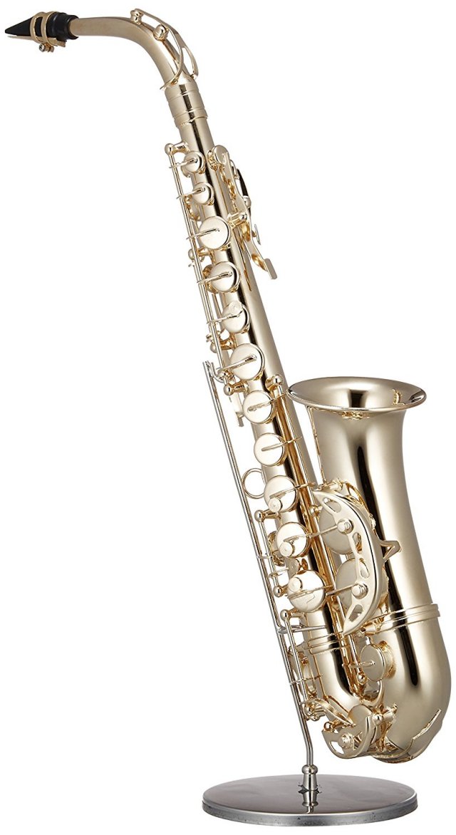 ミニチュア楽器（フィギュア）アルトサックス カラーゴールド 金属 1/4