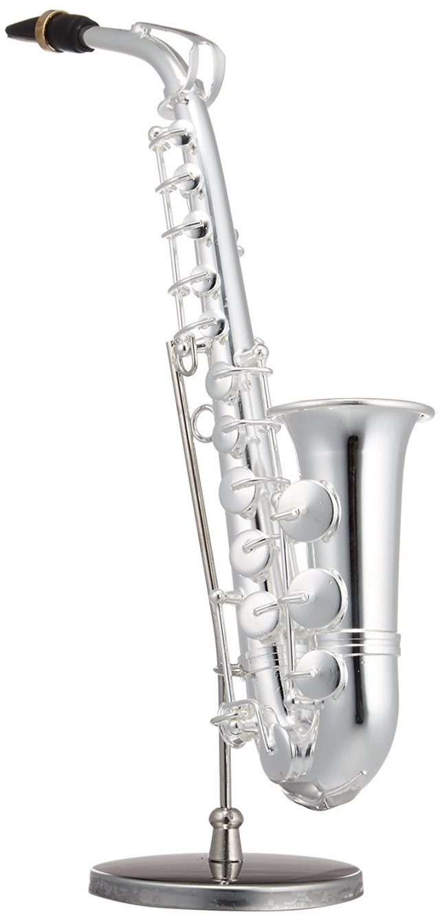 ミニチュア楽器（フィギュア）アルトサックス カラーシルバー 金属 1/6