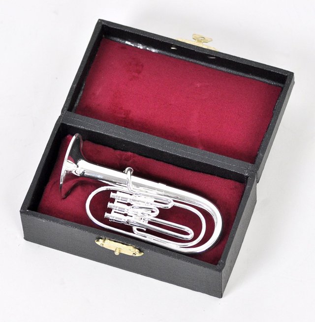 ミニチュア楽器(フィギュア)バリトン カラーシルバー 金属製 1/6(10cm)