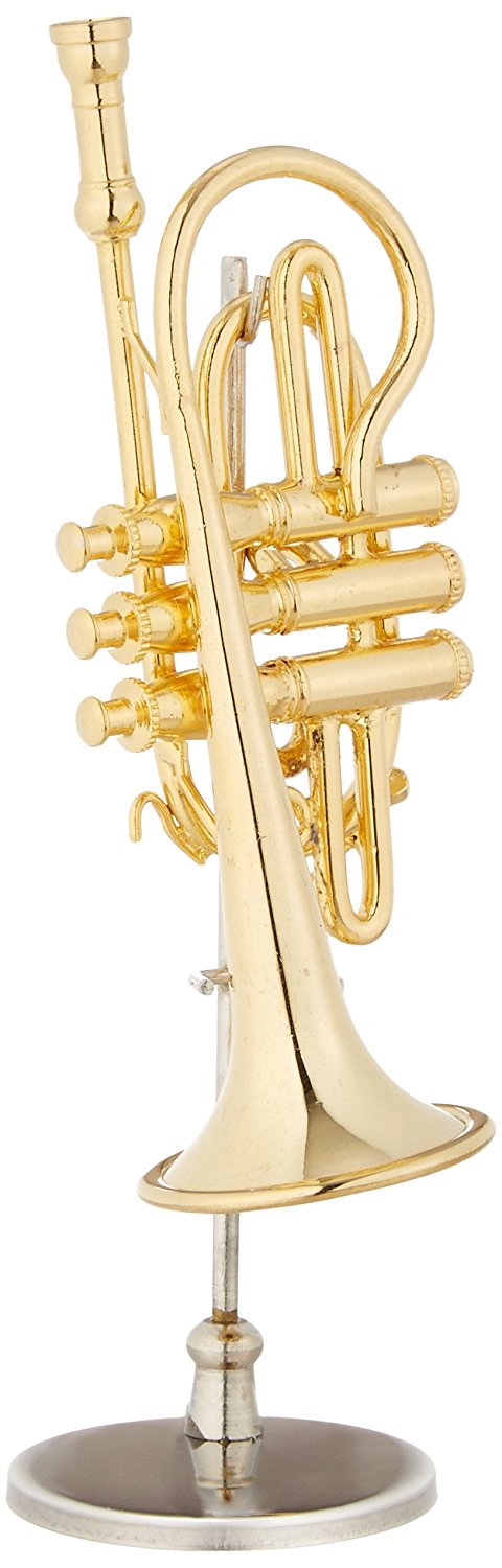 ミニチュア楽器（フィギュア）コルネット カラーゴールド 金属製 1/6