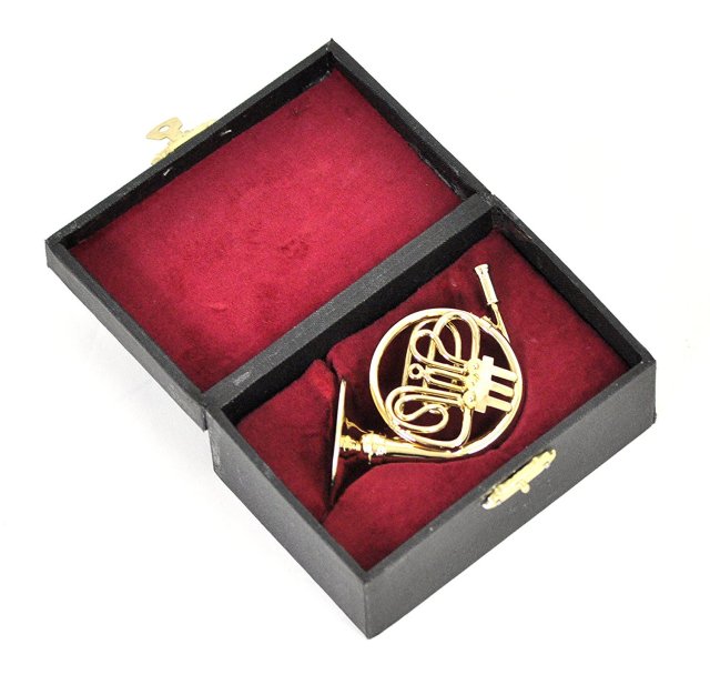 ミニチュア楽器（フィギュア）フレンチホルン カラーゴールド