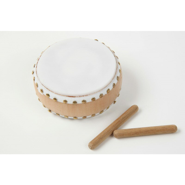 ミニチュア楽器 平太鼓 （直径：5.5cm）フィギュア 和太鼓 バチ付き