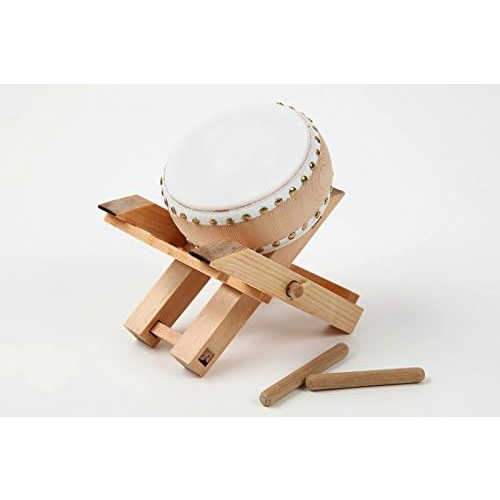 ミニチュア楽器 平太鼓 （直径：5.5cm）フィギュア 和太鼓 バチ付き 飾り物です音はなりません