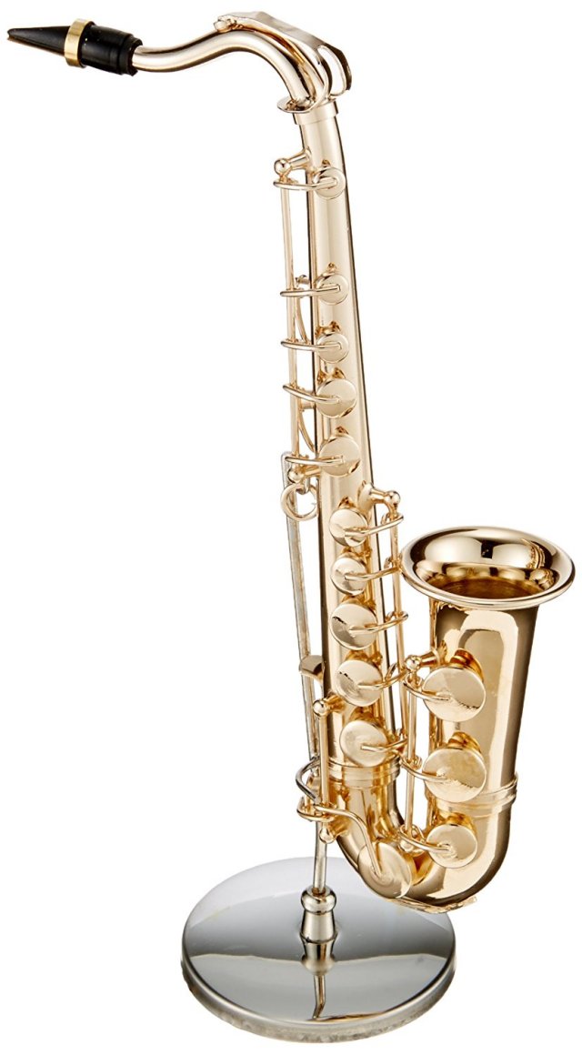 ミニチュア楽器（フィギュア）テナーサックス カラーゴールド 金属製 1