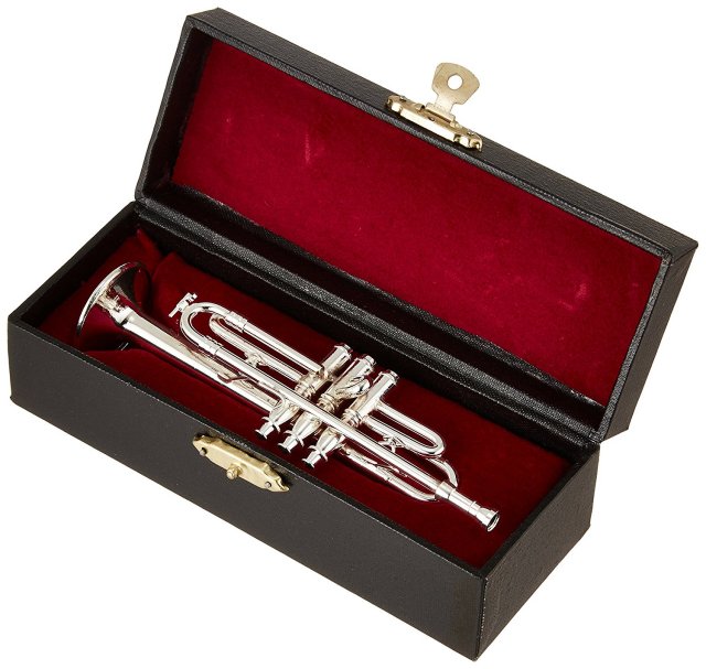 ミニチュア楽器 フィギュア トランペット カラーシルバー 金属 1 6 12cm