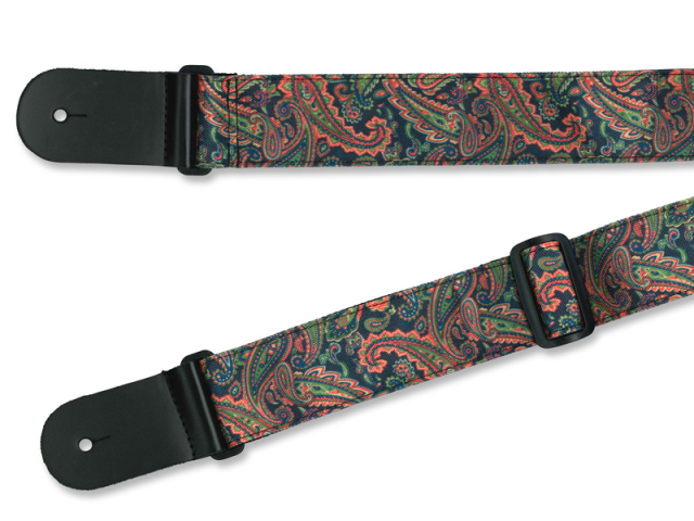 レネゲード ギターストラップ ペイズリー柄 グリーン系
