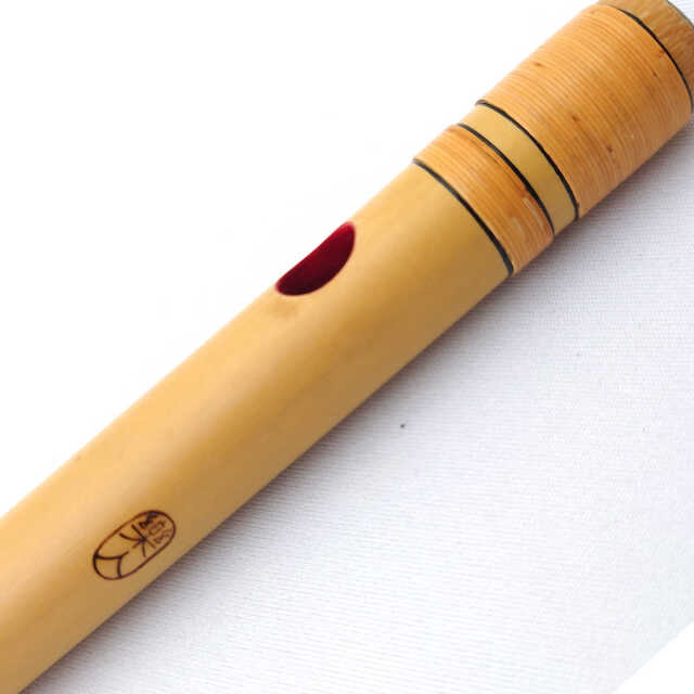 未使用保管品☆紫水流篠笛 横笛 楽人印 籐巻 半重 6穴 古典調 竹