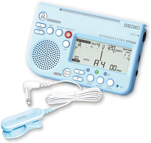 【数量限定品】ブルー セイコー SEIKO メトロノーム＆チューナー マイクセット STH200 スペシャルパック STH200SP 吹奏楽 管楽器 譜面台取付 3機能同時使用