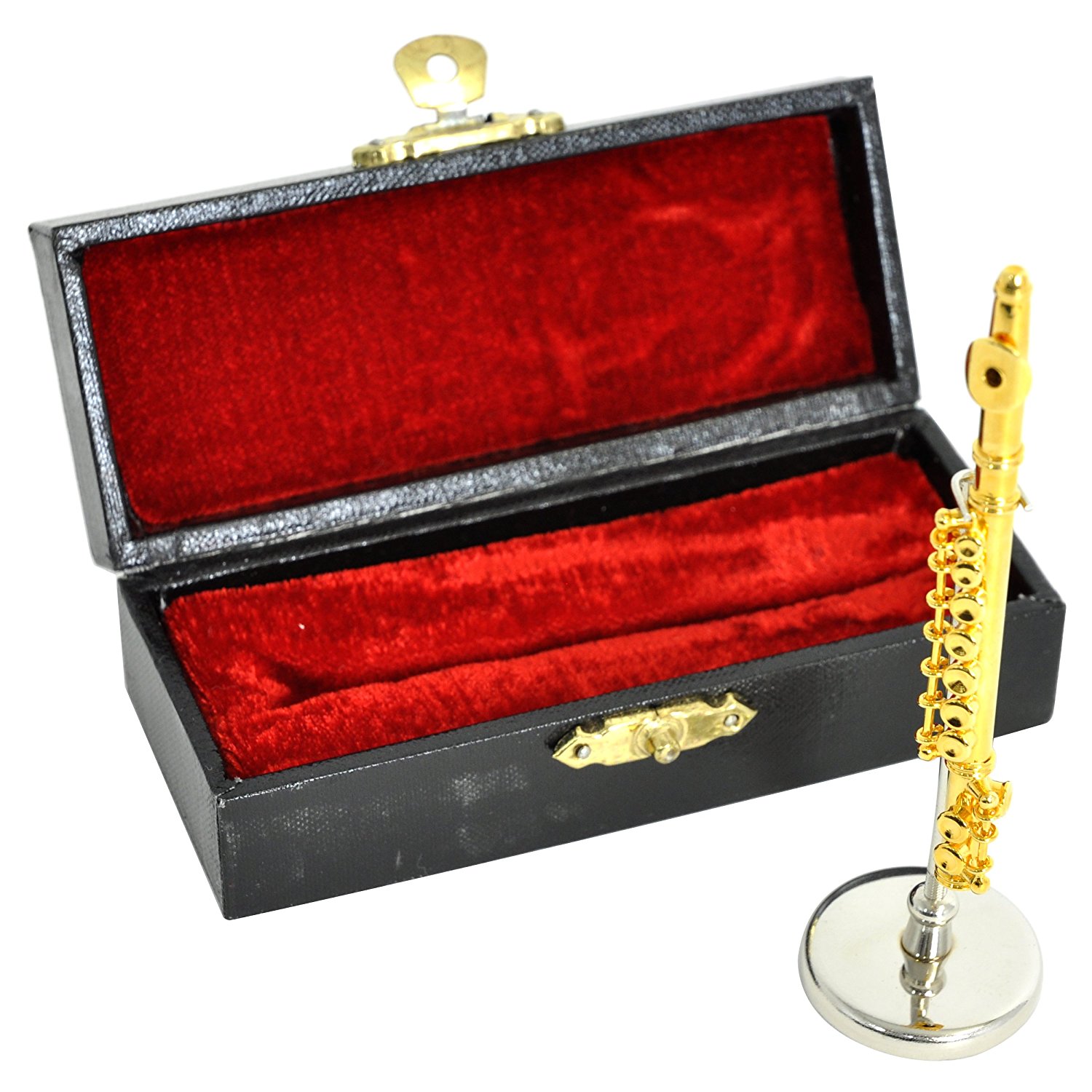 ミニチュア楽器（フィギュア）フルート カラーゴールド 金属製 1/12（7.5cm） サンライズサウンドハウス（飾り物で音は出ません）