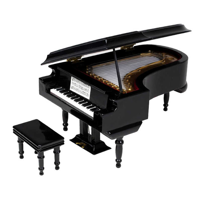 ミニチュア楽器 フィギュア グランドピアノ 18cm ブラック （約18x12x10cm) 飾り物です音はなりません
