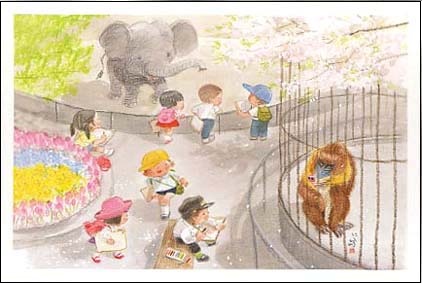 動物園でスケッチ