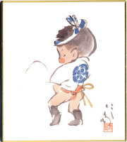 ミニ色紙（山笠童子）