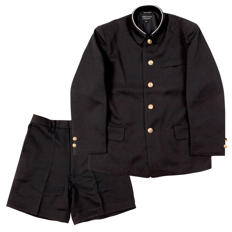 小学生 制服 上下セット 折襟学生服 半ズボン 男子 学生服 A体 110A-170A（黒）