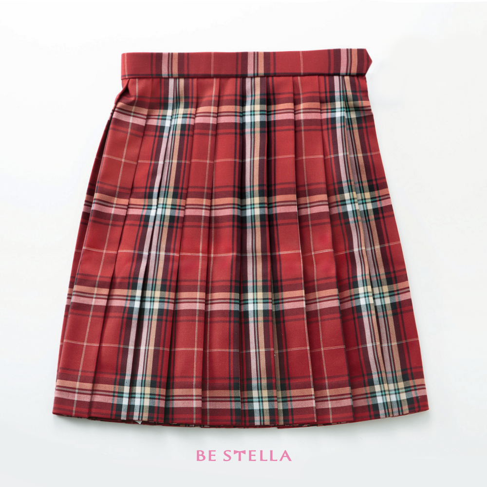BESTELLA｜ビーステラ スクールスカート 51cm丈 学生服 女子 制服 スカート プリーツ W60cm-W72cm（レッド×ホワイトチェック）BS506S