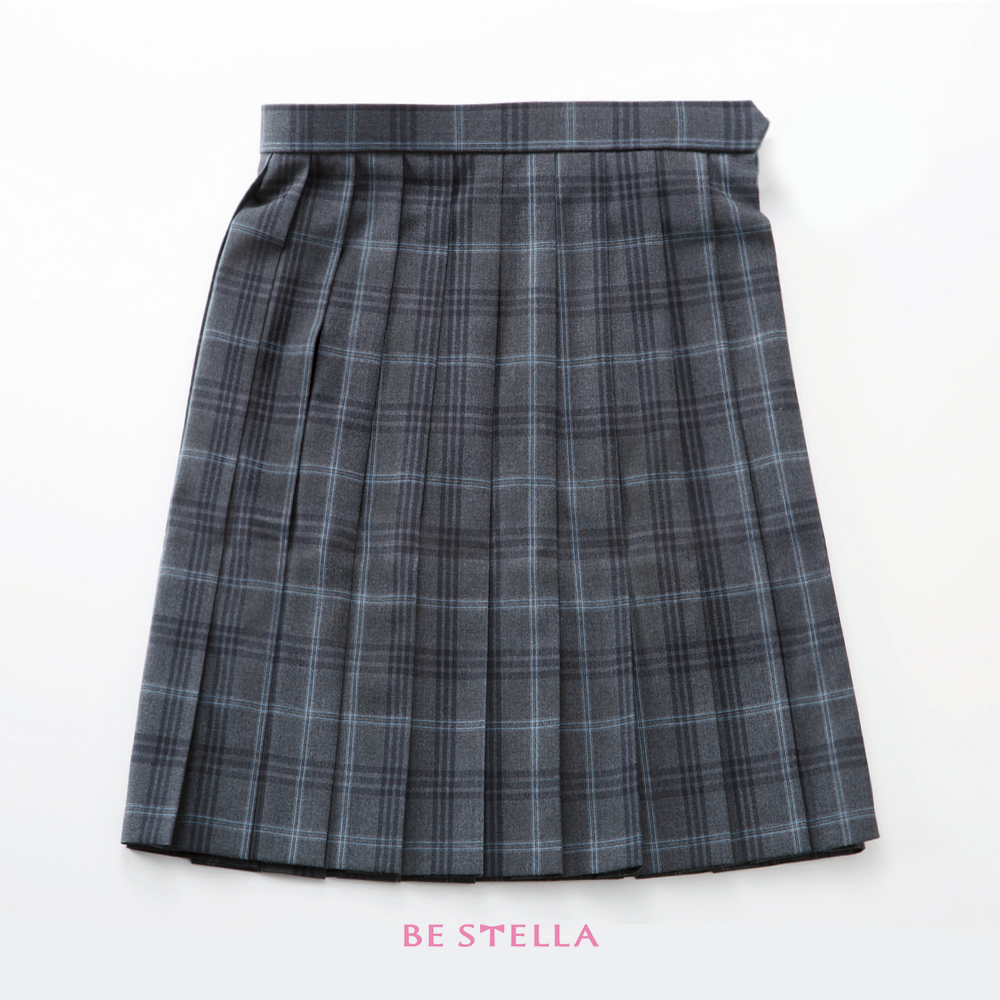 BESTELLA｜ビーステラ スクールスカート 51cm丈 学生服 女子 制服 スカート プリーツ W60cm-W72cm（グレー×ブルーチェック）BS507S