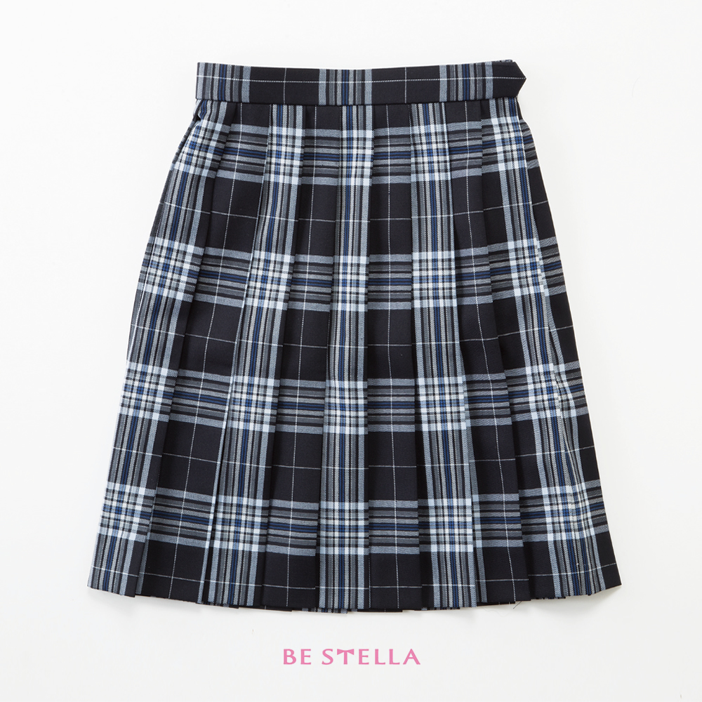 BESTELLA｜ビーステラ スクールスカート 51cm丈 学生服 女子 制服 スカート プリーツ W60cm-W72cm（ネイビー×ブルーチェック）BS508S