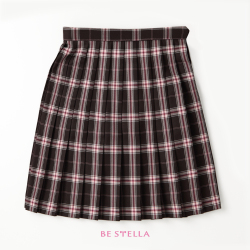 BESTELLA｜ビーステラ スクールスカート 51cm丈 学生服 女子 制服 スカート プリーツ W60cm-W72cm（ブラウン×ピンクチェック）BS502S