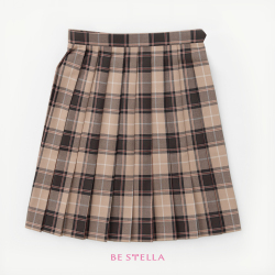 BESTELLA｜ビーステラ スクールスカート 51cm丈 学生服 女子 制服 スカート プリーツ W60cm-W72cm（ベージュ×ブラックチェック）BS504S