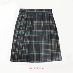 BESTELLA｜ビーステラ スクールスカート 51cm丈 学生服 女子 制服 スカート プリーツ W60cm-W72cm（チャコール×グリーンチェック）BS509S