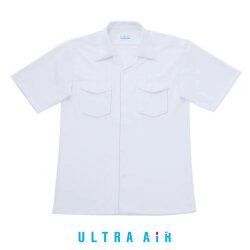 ULTRAAIR｜ウルトラエアー 学生服 シャツ 半袖 男子 スクールシャツ ニット生地 B体（大きいサイズ） ノーアイロン ストレッチ 開襟 両ポケ 150B-190B（白）UA225