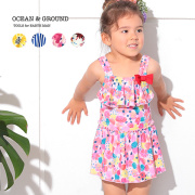 OCEAN＆GROUND｜オーシャンアンドグラウンド 水着 女子 リボン付きフレアワンピース スイムウェア 女の子 100cm-130cm 1012801
