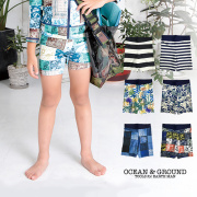 OCEAN＆GROUND｜オーシャンアンドグラウンド 水着 男子 スイムウェア パッチワーク ボーダー リーフ 男の子 90cm-120cm 1812809 1812810 1812811