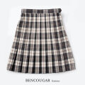 BENCOUGAR｜ベンクーガー スクールスカート 学生服 女子 スカート プリーツ 51cm丈 W60cm-W72cm（ベージュチェック）5334S