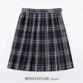 BENCOUGAR｜ベンクーガー スクールスカート 学生服 女子 スカート プリーツ 51cm丈 W60cm-W85cm（グレー/ピンクチェック）5335S