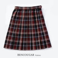 BENCOUGAR｜ベンクーガー スクールスカート 学生服 女子 スカート プリーツ 51cm丈 W60cm-W72cm（ワインチェック）5339S