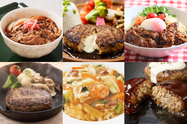 【冷凍】〈シロッコ仕送り便〉人気商品6種×2袋セット　　　（牛丼の素・中華丼の素・5種果実の旨だれ牛カルビ・ハンバーグ ヴィアンド（130g）・鉄板焼チーズインハンバーグ・鉄板焼ビーフインハンバーグ）