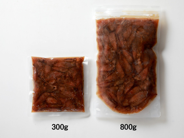 ほたるいか沖漬け300g、800gパック