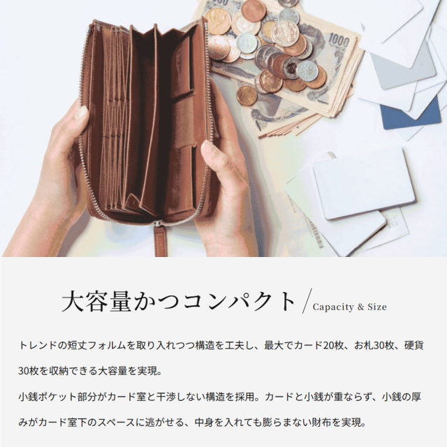 キプリス】コンパクトハニーセル長財布(L字ラウンドファスナー束入