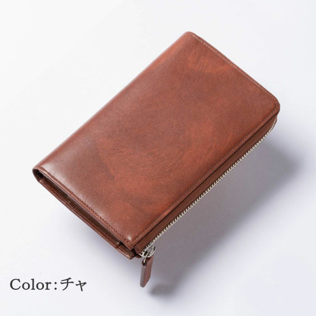 【キプリス】コンパクトハニーセル長財布(L字ラウンドファスナー束入)■シラサギレザー