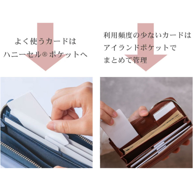 キプリス】コンパクトハニーセル長財布(L字ラウンドファスナー束入