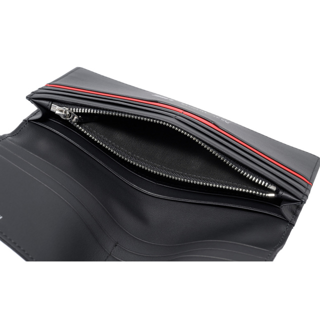 【ノイインテレッセ×HRC】長財布(小銭入れ付き通しマチ束入)■ＢＲ -Black＆Red-