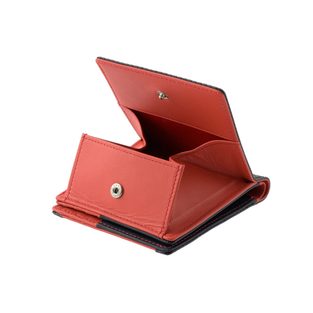 【ノイインテレッセ×HRC】二つ折り財布(外BOX小銭入れ付き札入)■ＢＲ -Black＆Red-
