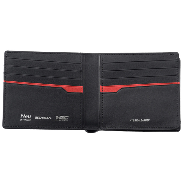 【ノイインテレッセ×HRC】二つ折り財布(外BOX小銭入れ付き札入)■ＢＲ -Black＆Red-
