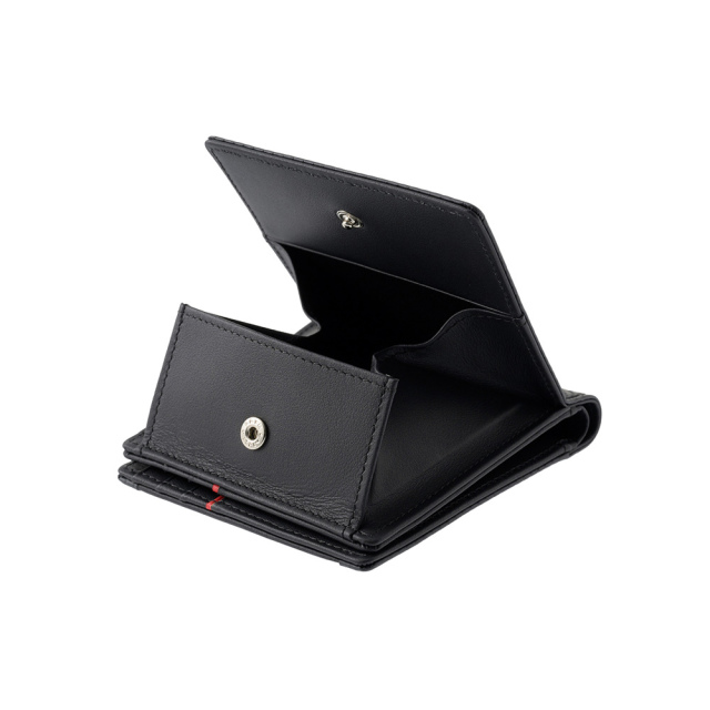 【ノイインテレッセ×HRC】二つ折り財布(外BOX小銭入れ付き札入)■ＢＲ -Black＆Red-