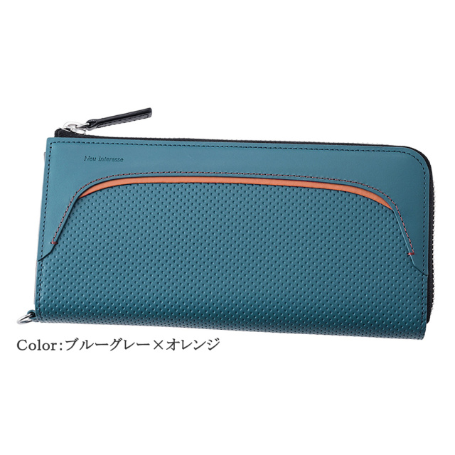 限定 ドイツタンナー 長財布 牛革 ネイビーブルー レッド　ラウンドファスナー ラウンド型ウォレット KBN28007 平野鞄